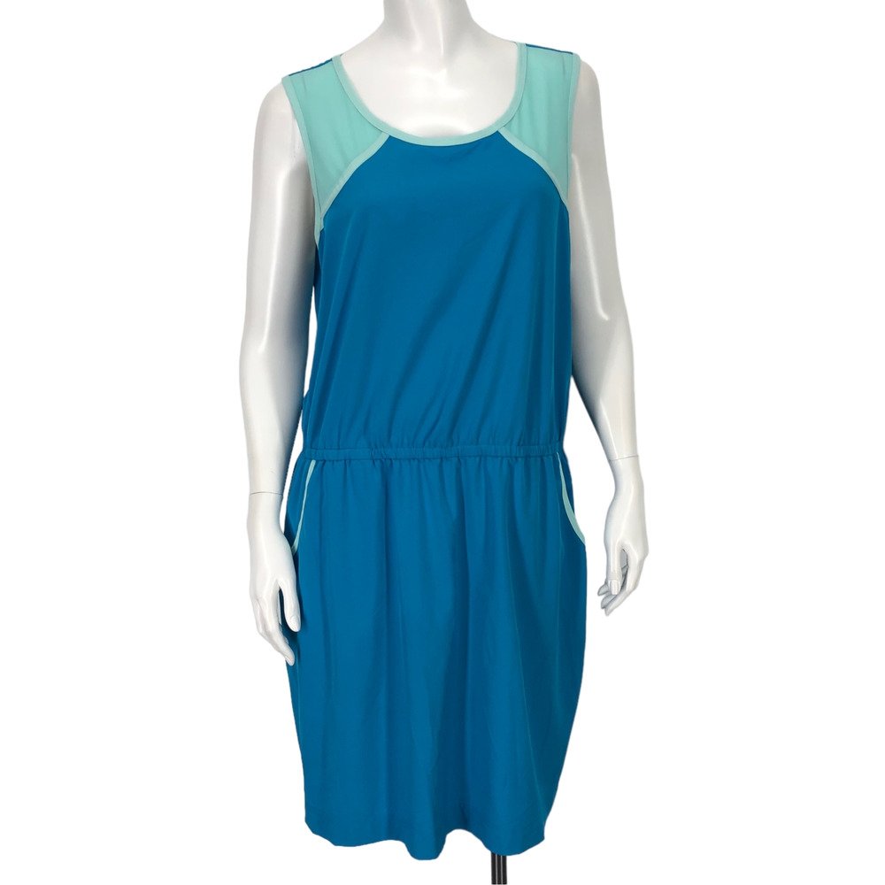 Title Nine Womens XL Tank Dress Athletic Hiking Beach Pockets Mesh Casual Blue